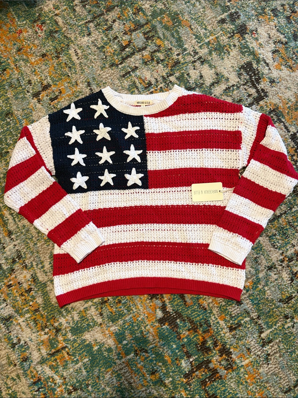 🆕Margeaux & Ellie American Flag Sweater, Size Small